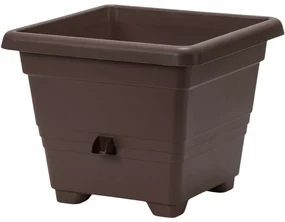 Jardinieră cu auto-irigare Plastia Bergamot 40 x 40 cm, maro, 40 x 40 cm