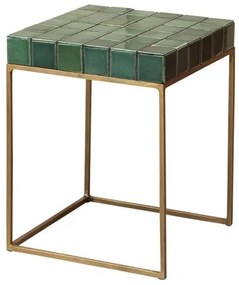 Masuta laterala, din metal si ceramica, green Porto