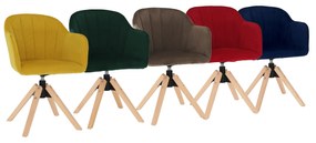 Fotoliu rotativ, textil Velvet, galben/fag, DALIO