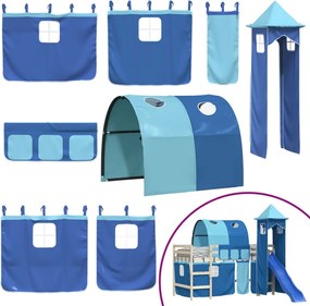 vidaXL Perdele pentru pat etajat cu tunel și turn, albastru