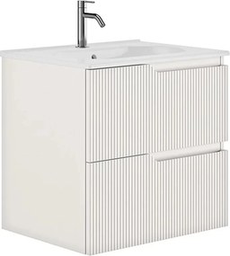 Set dulap baza suspendat Gala Canaletto 2 sertare 60 cm finisaj alb mat si lavoar Luc alb