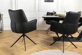 Scaun pivotant modern, Piele Naturala, Negru, PAPILLON