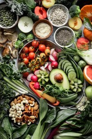 Fotografie Fresh vegetables with mixed nuts flat, Florentin Catargiu / 500px