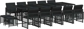 vidaXL Set mobilier de grădină cu perne, 15 piese, negru, poliratan