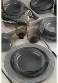 Set de veselă, 12 piese, gri/porțelan