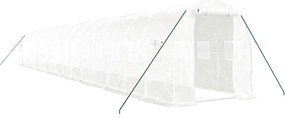 vidaXL Seră cu cadru din oțel, alb, 32 m², 16x2x2 m