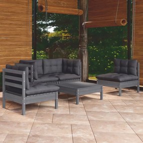 3096180 vidaXL Set mobilier grădină cu perne, 5 piese, lemn masiv de pin