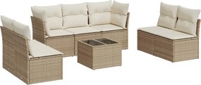 vidaXL Set canapele de grădină, 8 piese, cu perne, bej, poliratan