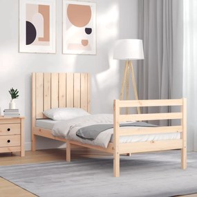 3194726 vidaXL Cadru de pat cu tăblie single mic, lemn masiv