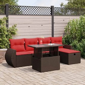 vidaXL Set mobilier grădină perne 6 piese maro poliratan/lemn acacia