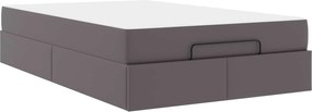 vidaXL Cadru de pat cu saltea cu saltea 2 pcs Gri PVC