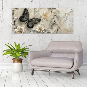 Tablou - Marmură de fundal cu fluturi (120x50 cm)