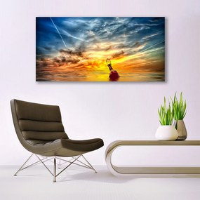 Tablou pe panza canvas Abstract Art Galben Albastru Roșu