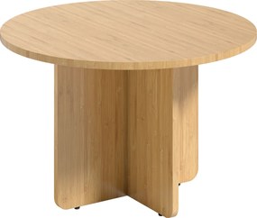 HOMCOM Masă de cafea rotundă, masă de living din bambus cu picior în cruce, natural | Aosom Romania