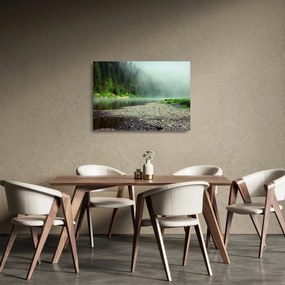 Tablou pe sticlă - Râu lângă pădure (70x50 cm)