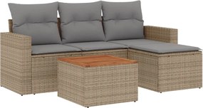 vidaXL Set canapele de grădină, 5 piese, cu perne, bej, poliratan