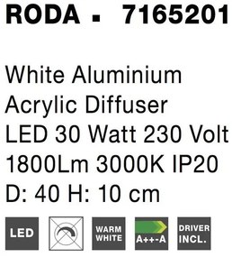 Plafoniera LED design modern Roda, alb NVL-7165201
