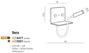 Aplica LED ambientala cu reader LED directionabil Vera alba