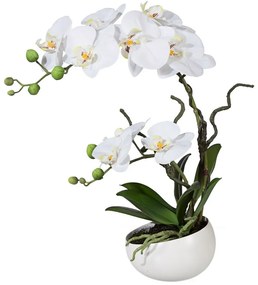 Orhidee artificială în ghiveci, alb, 42 cm