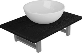 vidaXL Set mobilier de baie, 2 piese, negru, ceramică