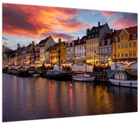 Tablou pe sticlă - Nyhavn, Copenhaga (70x50 cm)