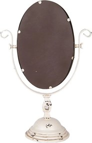 Oglinda bej, de masa, din metal, cu aspect vintage, 34x16x50 cm
