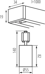 Kanlux ALTEAR 45923 – spot pe șină, 3x GU10, 10 W, 230 V, 1 m, alb