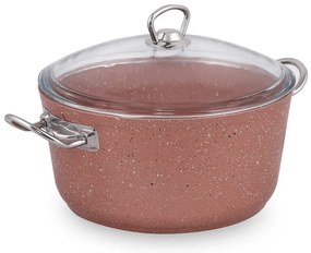 Cratiță din aluminiu înaltă cu capac Güral Porselen Classic, ø 24 cm, roz