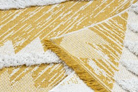 Covor ECO SISAL BOHO MOROC Caro 22312 franjuri - două niveluri de lână galben / cremă, covor reciclat