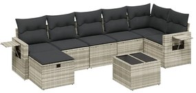 3263828 vidaXL Set mobilier de grădină cu perne, 8 piese gri deschis poliratan