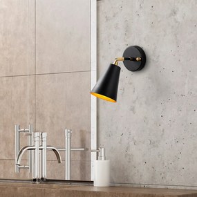 Aplică de perete neagră/aurie ø 10 cm Evander – Opviq lights