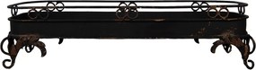 Tava decorativa, pentru lumanari, neagra, din metal, 55x20x14 cm