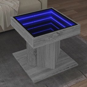 vidaXL Măsuță de cafea cu LED sonoma gri 50x50x45cm lemn prelucrat