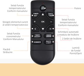 HOMCOM Șemineu Electric Încorporat cu Lumină LED în 7 Culori, Temperatură 15-30°C și Telecomandă, 89,2x13,5x48 cm, Negru | Aosom Romania