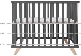 Țarc pentru copii gri închis din lemn masiv de fag 75x100 cm Lil Planet – Roba