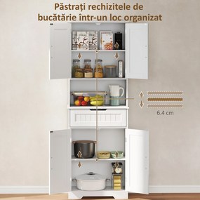 HOMCOM Mobilier de Bucătărie cu Sertar și 2 Dulapuri cu Rafturi Reglabile Alb | Aosom Romania