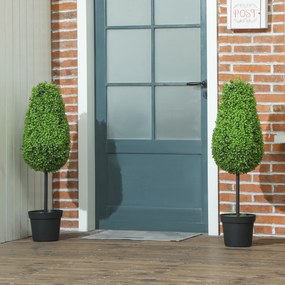 HOMCOM 2 bucăți Plante Artificiale de Buchet 90cm Plante Artificiale în formă de lacrimă, Plante Artificiale din Plastic în ghiveci pentru Decorare Modernă | Aosom Romania