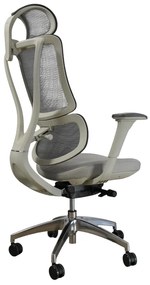 Ergodynamic Star Plus - Light Grey - Scaun de birou 4D, sezut translatie, suport lombar ajustabil 7 cm