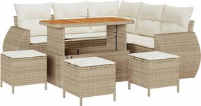 vidaXL Set de canapele pentru grădină 9 pcs Bej și crem poliratan