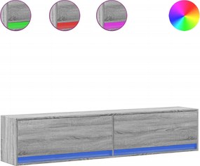 vidaXL Comodă TV de perete cu lumini LED, gri sonoma, 180x31x38 cm