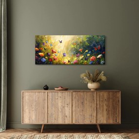 Tablou - Pajiște cu flori de primăvară, pictură (120x50 cm)