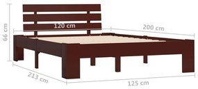 Cadru de pat, maro inchis, 120 x 200 cm, lemn masiv de pin Maro inchis, 120 x 200 cm