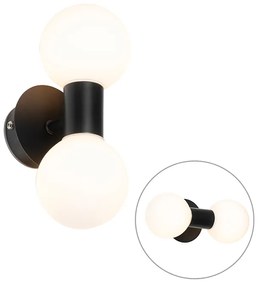 Aplică modernă neagră IP44 cu 2 lumini - Cederic
