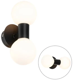 Aplică modernă neagră IP44 cu 2 lumini - Cederic
