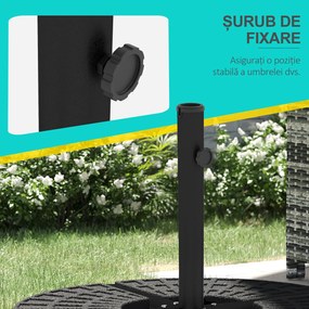 Outsunny Bază în Cruce pentru Umbrelă cu Stâlpi de Ø38/48 mm și Șurub Lateral, 100x100x75 cm, Negru | Aosom Romania