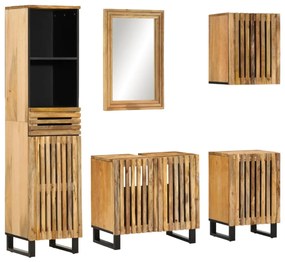 3217091 vidaXL Set mobilier de baie, 5 piese, lemn masiv de mango brut