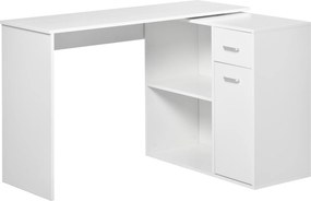 HOMCOM Birou Unghiular Versatil cu Raft, Design Modern, Alb, 117x82x74 cm | Aosom Romania