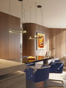 Lustra circulara aluminiu negru, piatra naturala LED Solaris