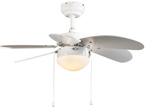 Ventilator de tavan alb cu imprimeu lemn 80cm cu comutator cu lanț - Fresh