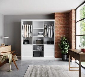 Dulap cu usi glisante si oglinda Haidar, ADRK Furniture (Culoare: Alb, Dimensiuni: 180x216 cm)